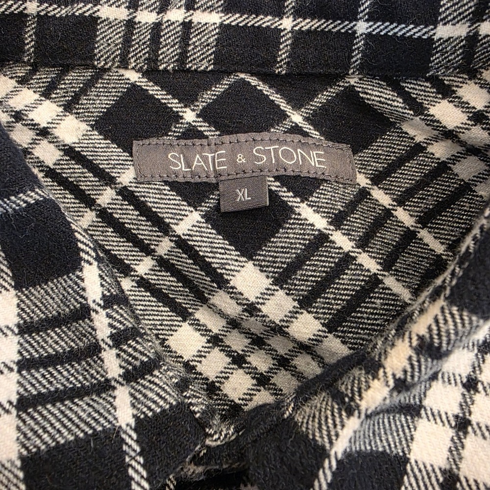 Slate & Stone Plaid Flannel Button Down‎ XL Black White Long Sleeve RN139748 - Picture 3 of 9
